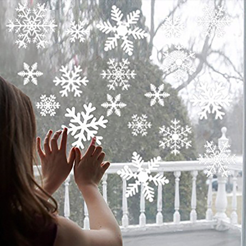 New Products Christmas Decoration Snowflake Window Clings Glueless PVC Wall Stickers