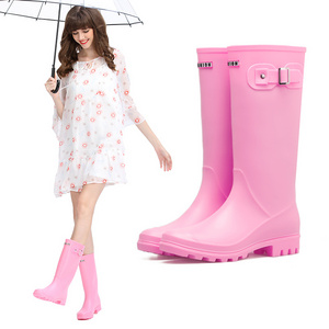 Slip resistant rubber sole western women long wellies wellington rain boots for sale