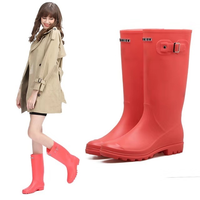 Slip resistant rubber sole western women long wellies wellington rain boots for sale