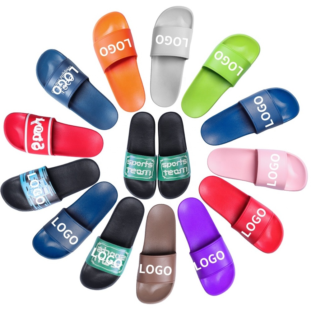 High fashion unisex printed slides with strap custom mink slides oem adult slides custom slipper footwear