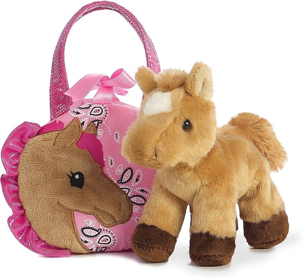 Funny Kids Favorite Stuffed Animal Plush Horse Carrying Bag Toy