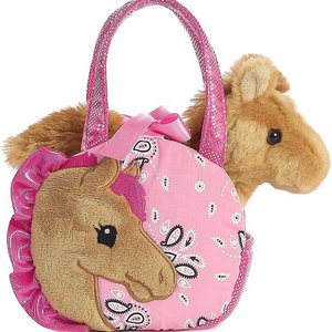 Funny Kids Favorite Stuffed Animal Plush Horse Carrying Bag Toy