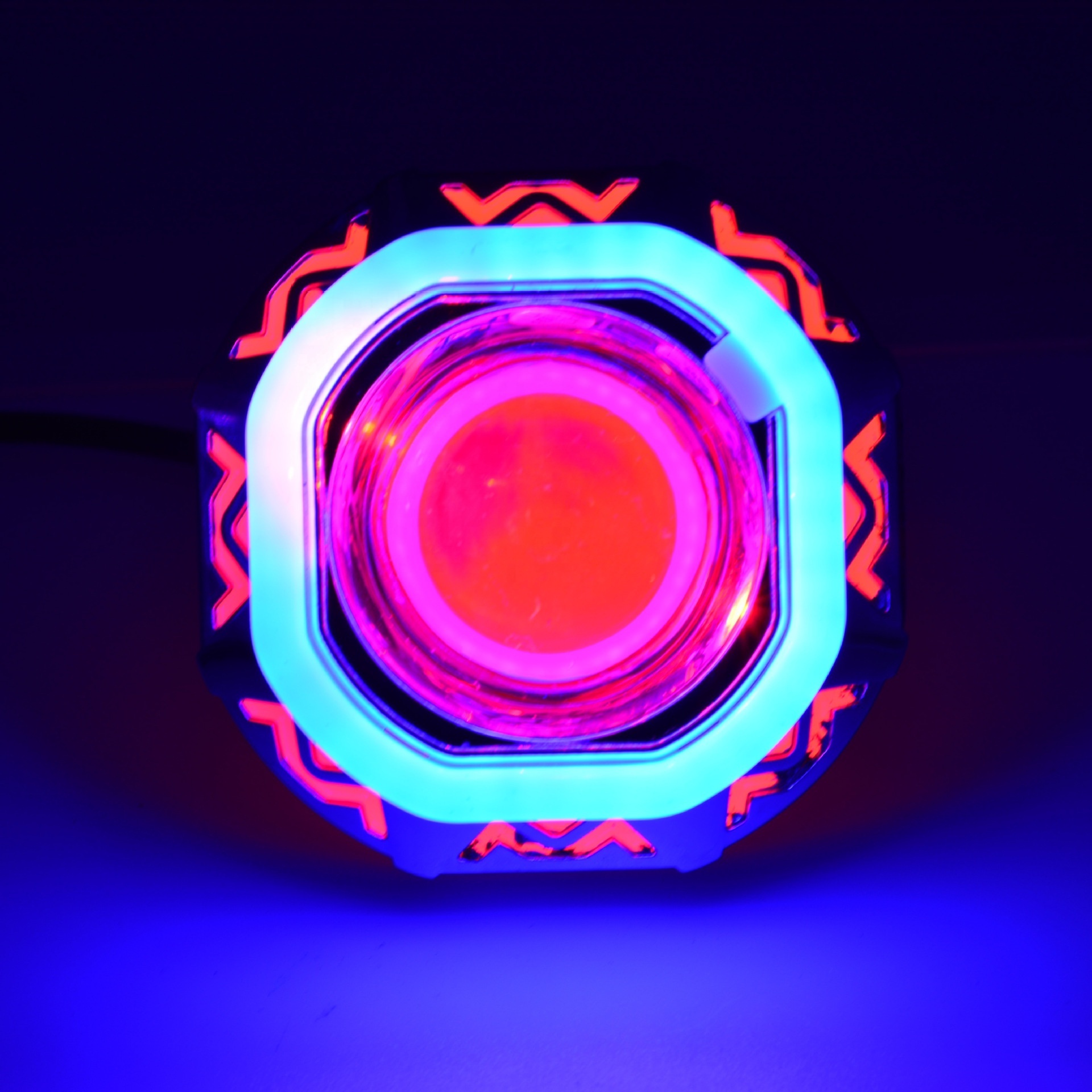 Ghost Fire Square Angel Eye Devil Eye motorcycle LED light super bright light 12v electric vehicle modified built-in