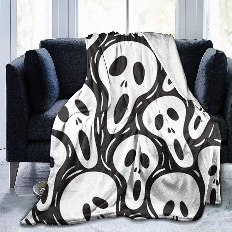 designer customized horror woven sublimation transfer logo print blankets bulk