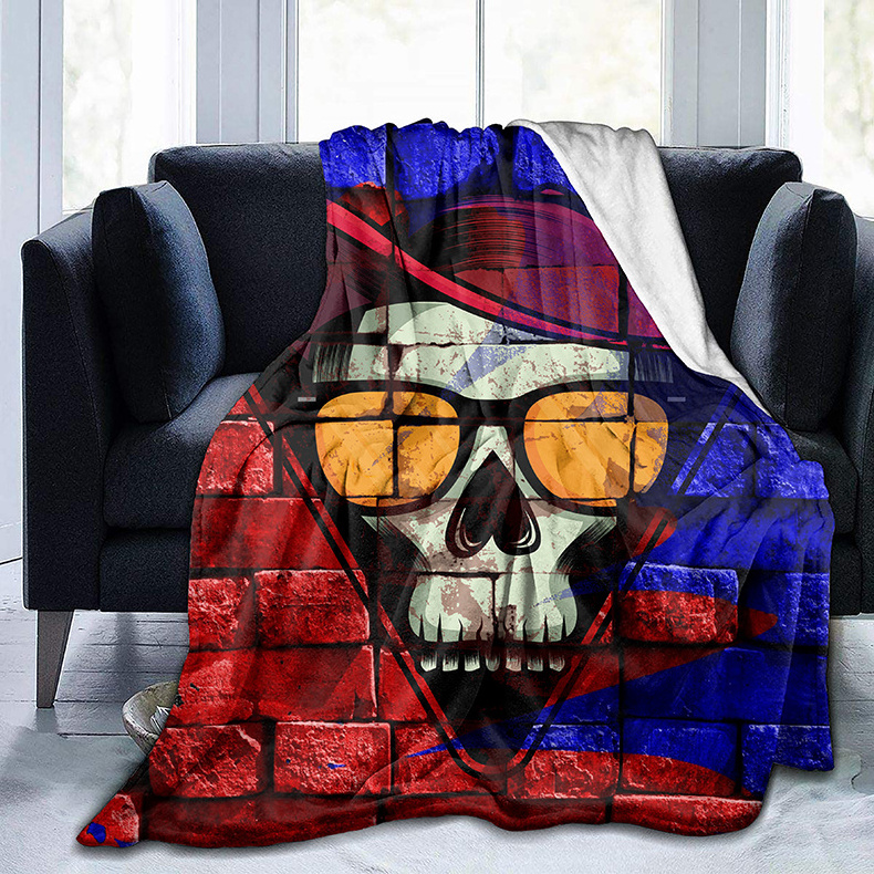 designer customized horror woven sublimation transfer logo print blankets bulk