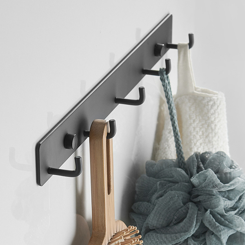 Wall Mounted Bathroom Row Coat Hook Towel Hook Aluminum Towel Bar Hooks