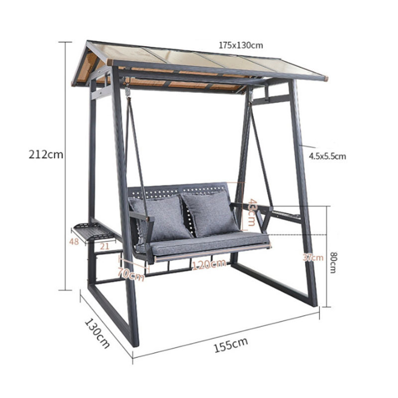 Modern Design Outdoor Cast Aluminum Double Hanging Swing Chair Home Balcony Villa Courtyard Gym Park School Hall-Patio Swings