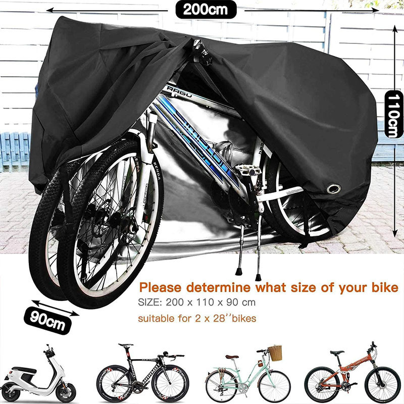 Black Heavy-Duty Electric Bike Cover Windproof Waterproof UV Protection Sun/UV Ray Resistant Bicycles Motorcycles Outdoor Use