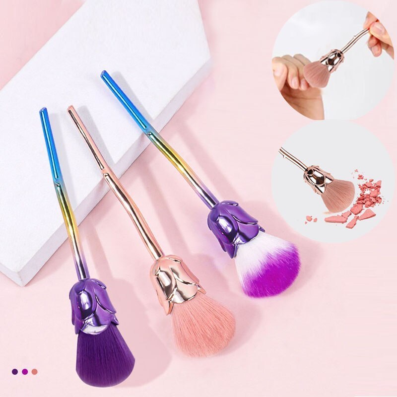 Rose Flower Nail Art Brush Round Small Gel Polish Cleaning Nail Dust Brushes Supplies