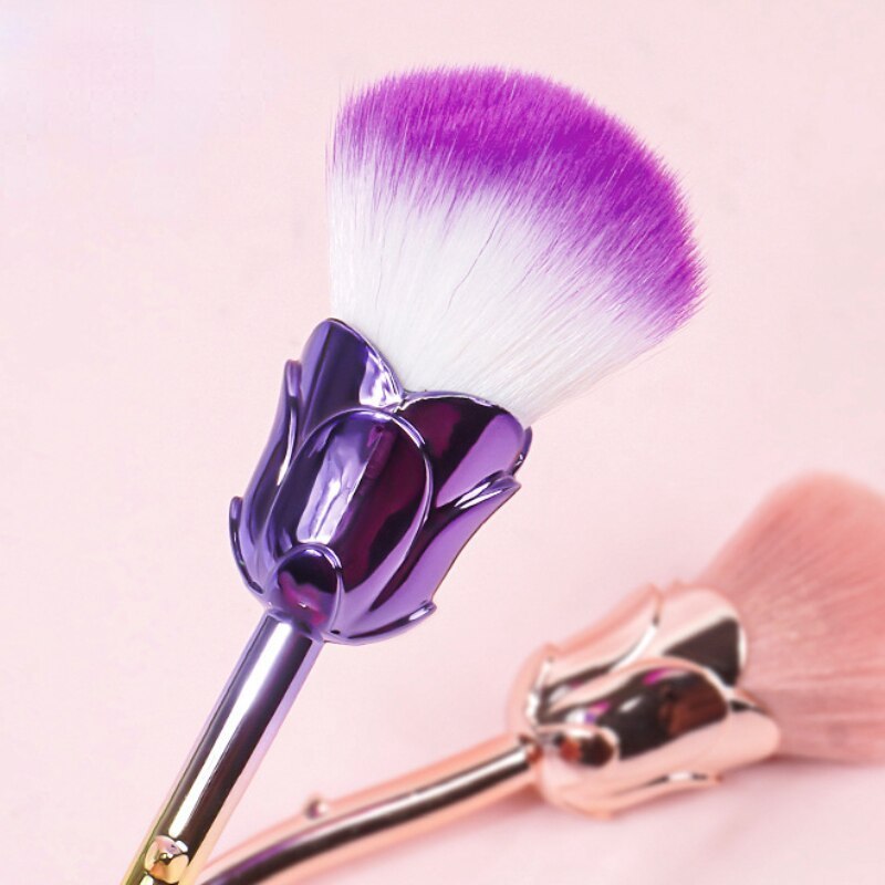 Rose Flower Nail Art Brush Round Small Gel Polish Cleaning Nail Dust Brushes Supplies