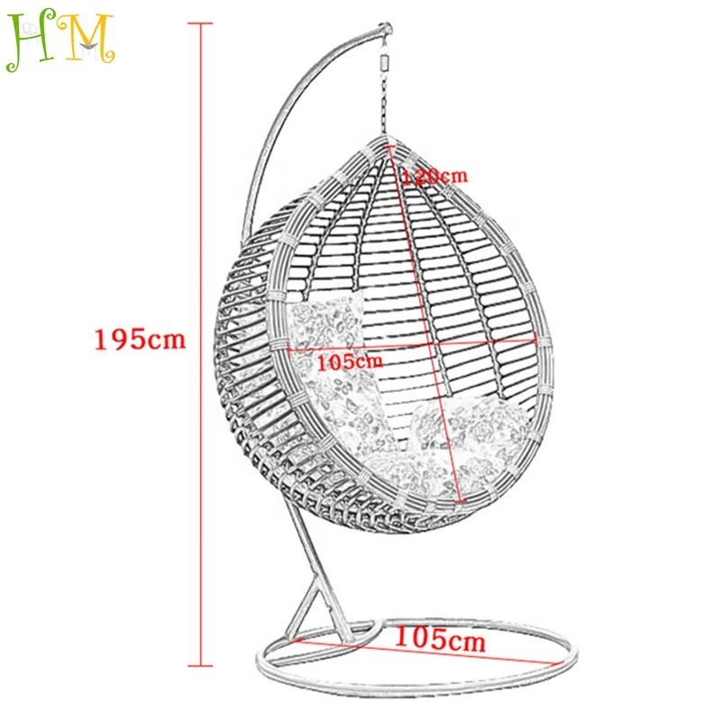 High Quality PE Rattan Art Hanging Cane  Swing Egg Chair