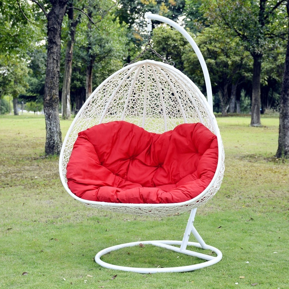 Cheap Hanging Egg Rattan Chair With Stand For Double Seater