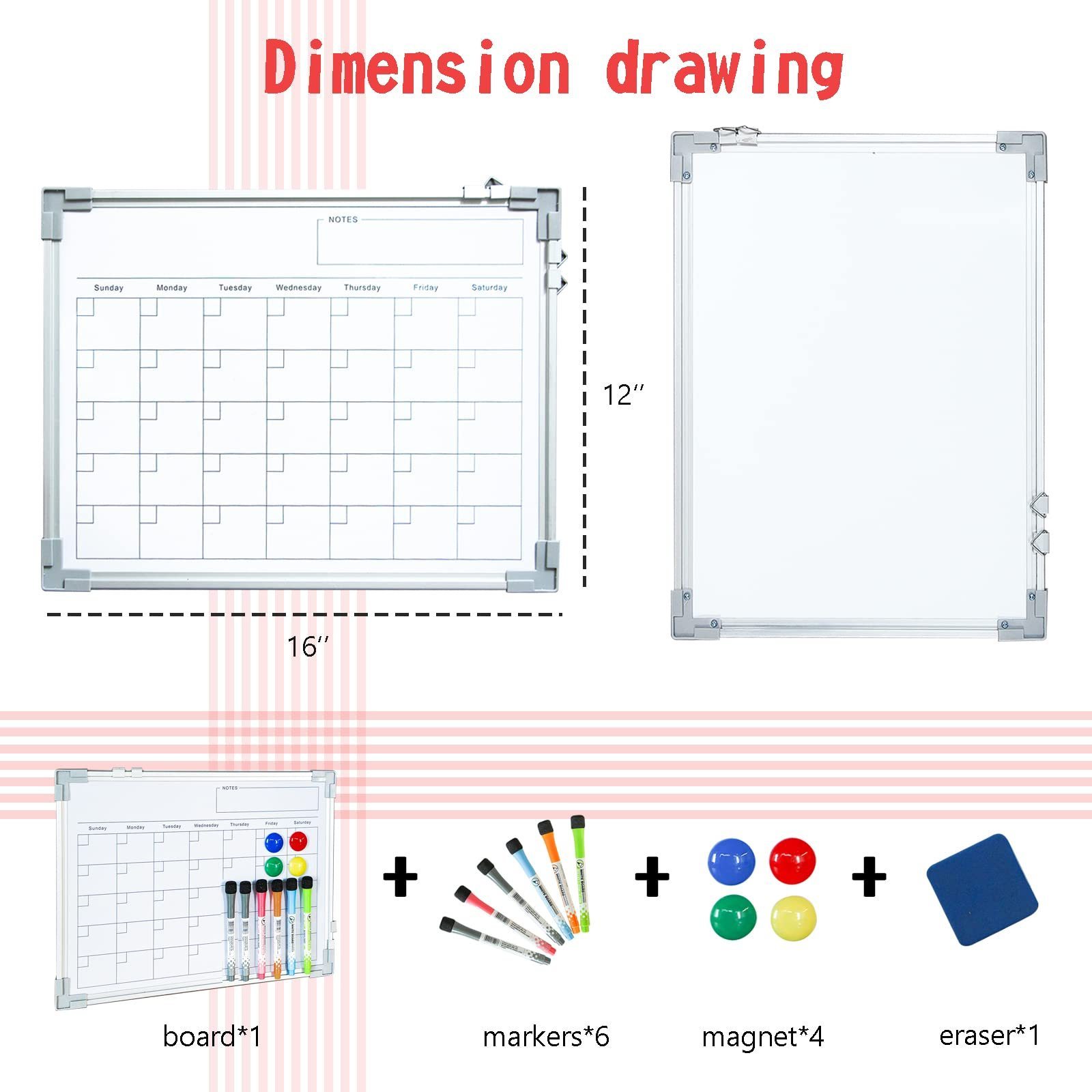 Walling Hanging Magnetic Monthly Calendar Board Dry Erase Whiteboard