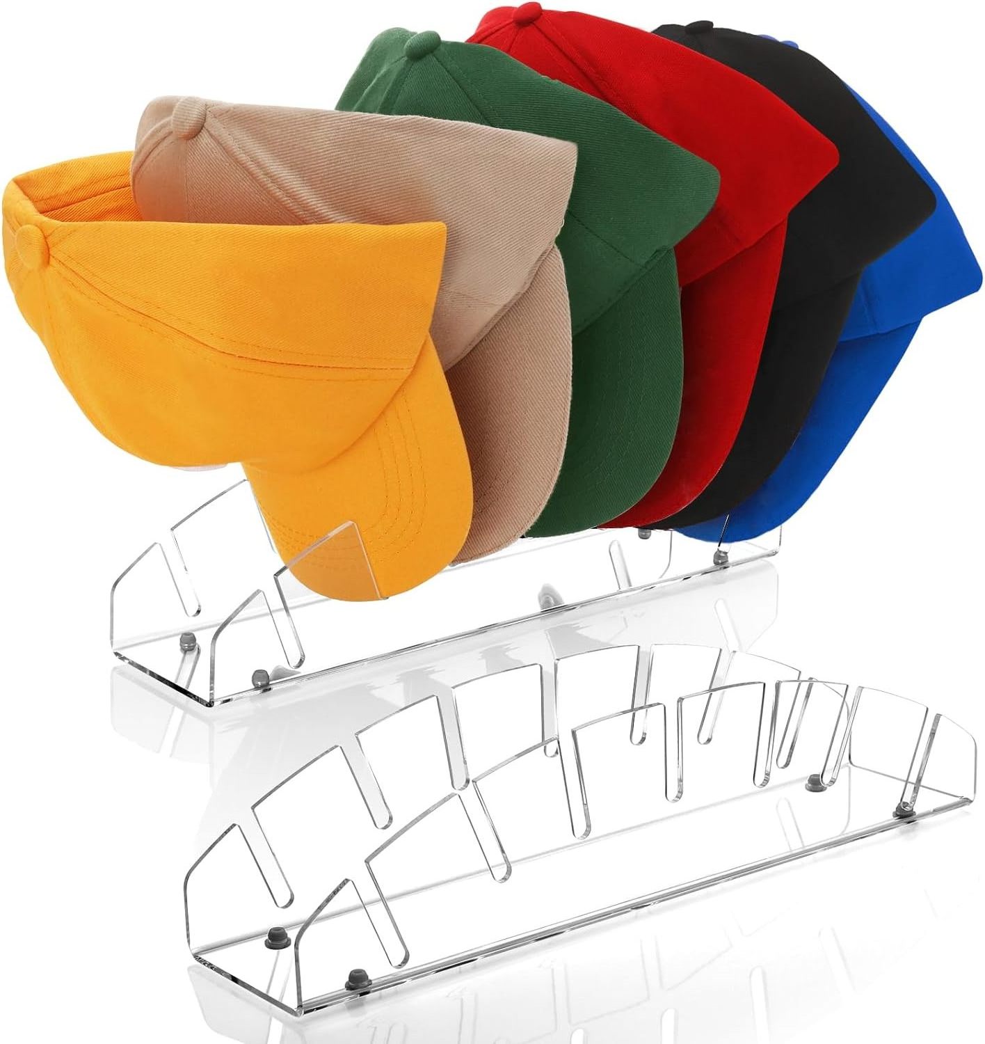 Hat Organizer for Baseball Caps-2 Pack,No Install Hat Holder for 14 Baseball Caps,Hat Rack for Acrylic Organizer