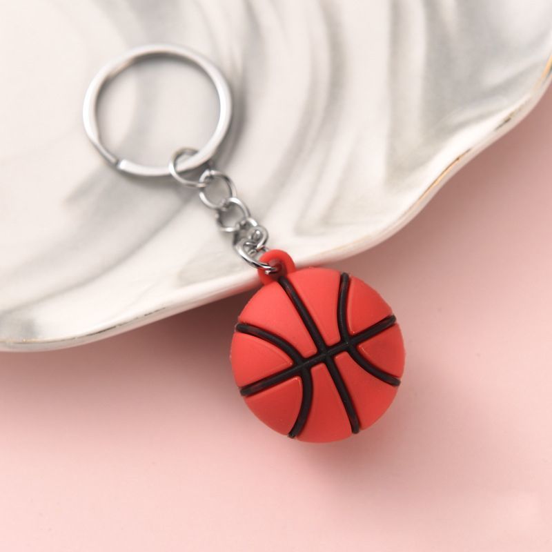 3D PVC Sports Ball Keychain Mini Rugby Volleyball Soccer Souvenir Keychain with Custom Logo