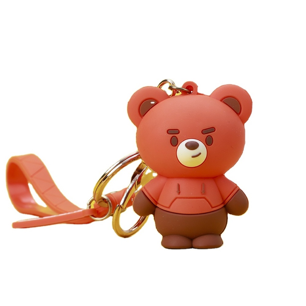 Bear PVC Keychain 3D Character Anime Keychain Customized Logo Key Holder