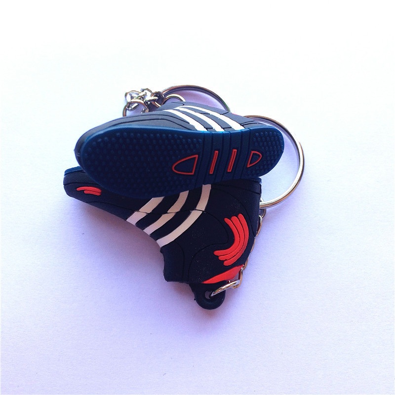 Customized wholesale 3d soft pvc rubber sneakers keychain 3D shoes custom key chains