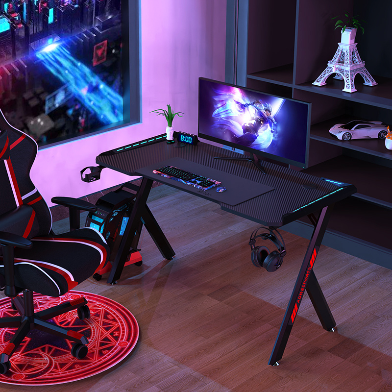 Aor Esports Hot Sale Gamer Computer Desk E-Sports Racing Style Black Home Office Mesas Gaming Desk Table For Gamer