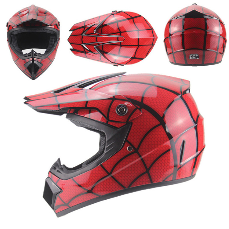 Low Price Spiderman Patterned Customized Fiber Motorcycle Helmet