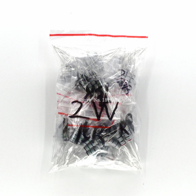 150PCS/Lot Carbon Film Resistor Kit 2W 0.1R ohm-750R ohm 30Kinds Each 5 pcs 2w 0.1ohm-750ohm Color Ring Resistance