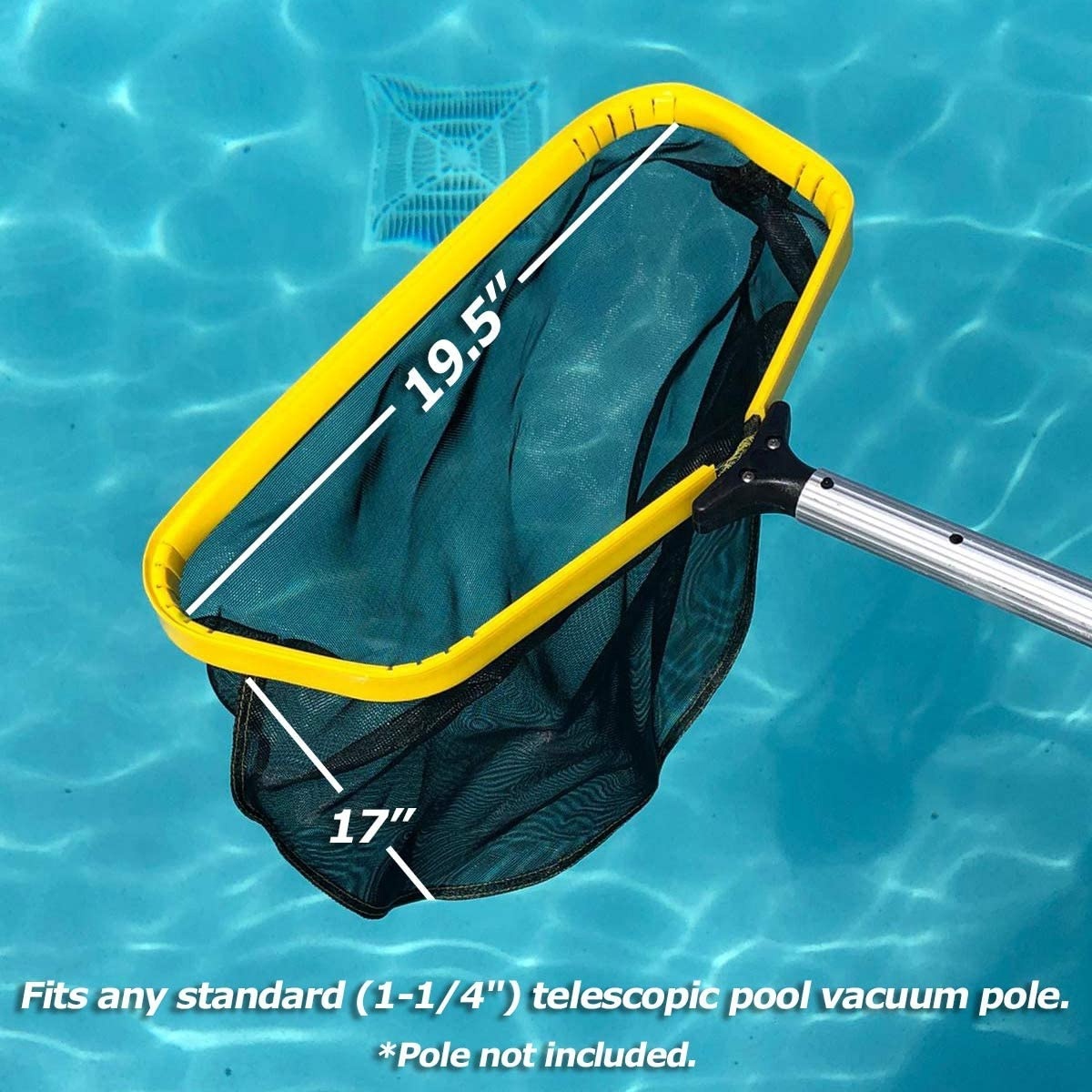 Heavy Duty Pool Skimmer Net, Leaf Rake Catcher, Water Cleaner with Reinforced Deep Mesh Skim Bag Cleaning Tool