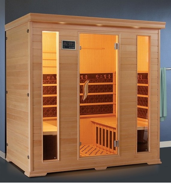 luxury portable solid red cedar/hemlock wooden sauna room with ceramic infrared sauna heater tube