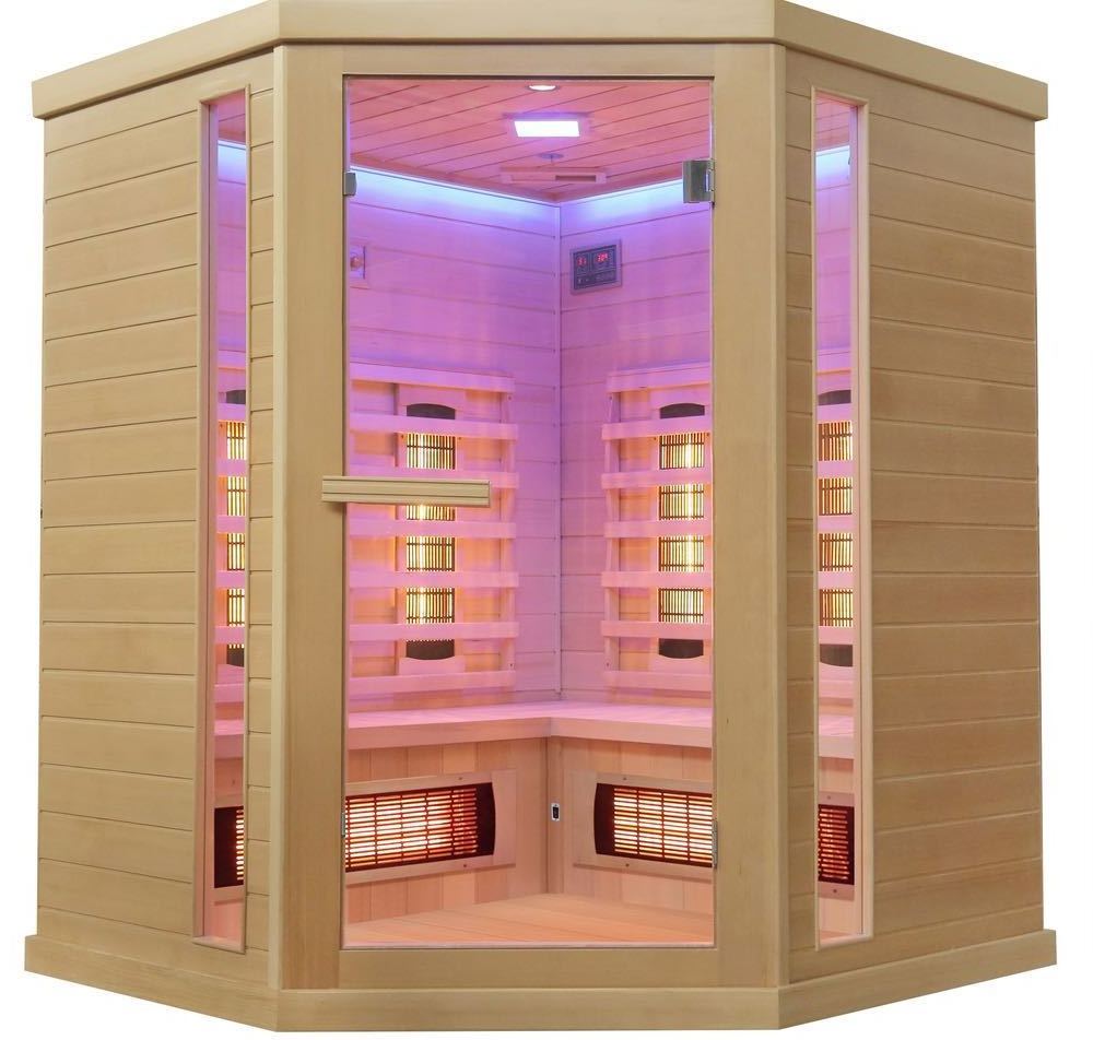 luxury portable solid red cedar/hemlock wooden sauna room with ceramic infrared sauna heater tube