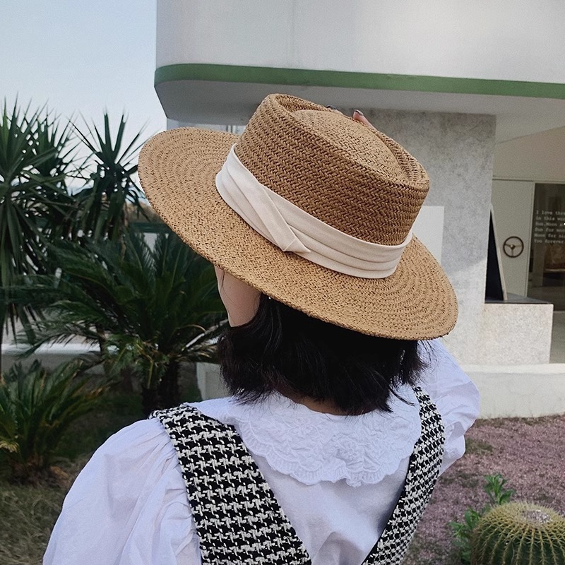 Women's Straw Hat Vintage Natrual Grass CustomHot selling French romantic style ladies sun paper straw hat