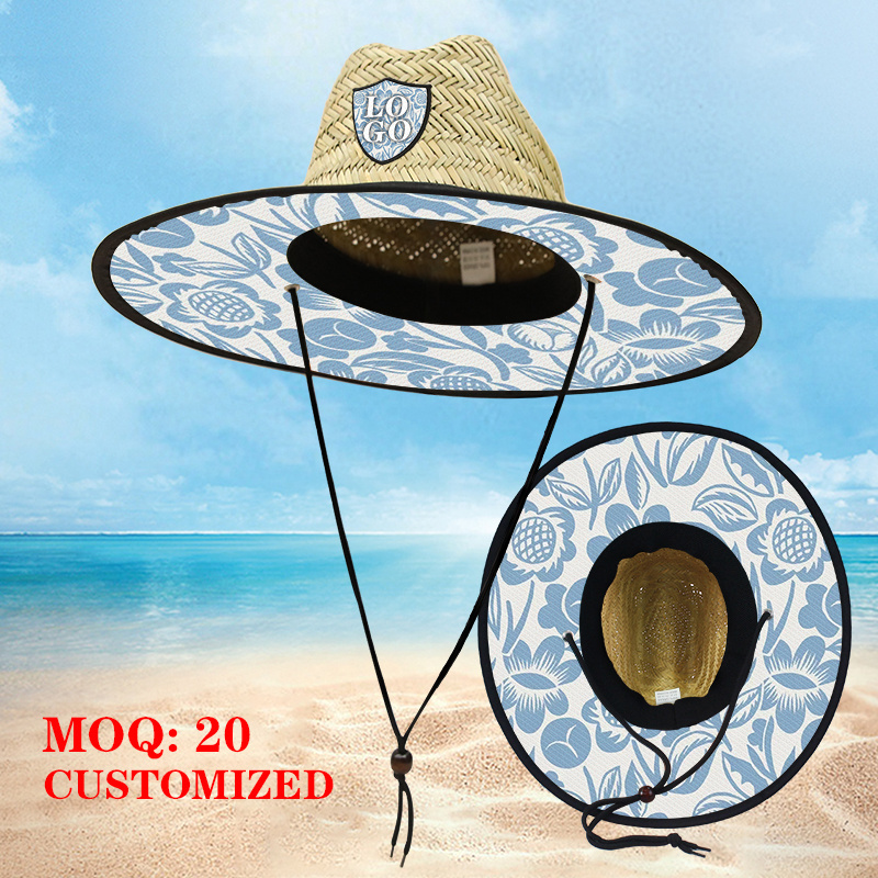 Hollow straw hat outdoor beach wide brim surfing beach protective hat summer hollow straw wide brim straw hat