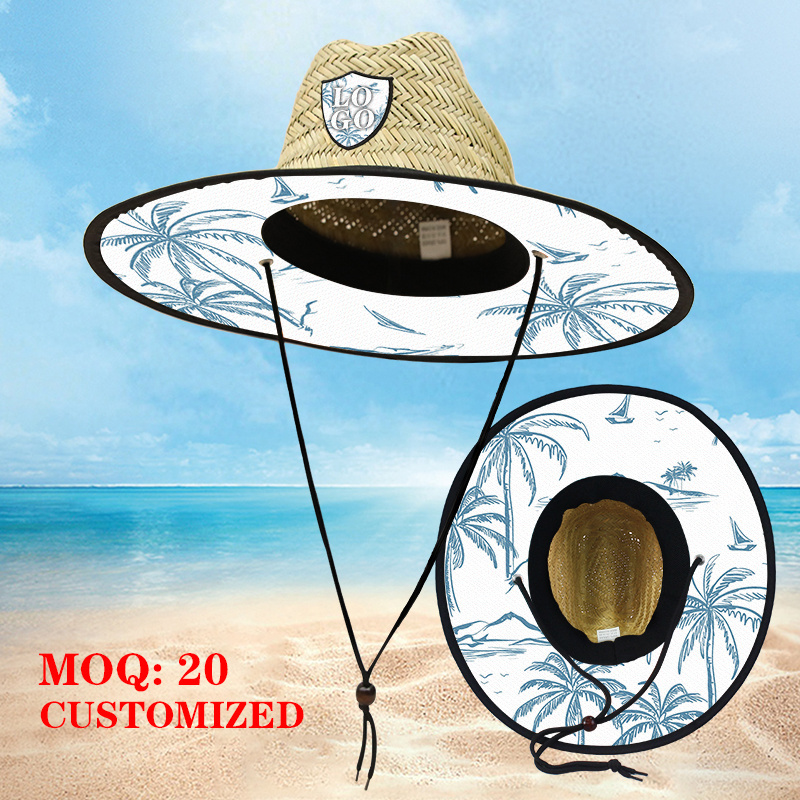 Hollow straw hat outdoor beach wide brim surfing beach protective hat summer hollow straw wide brim straw hat