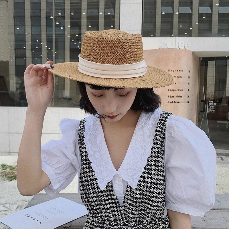 Women's Straw Hat Vintage Natrual Grass CustomHot selling French romantic style ladies sun paper straw hat