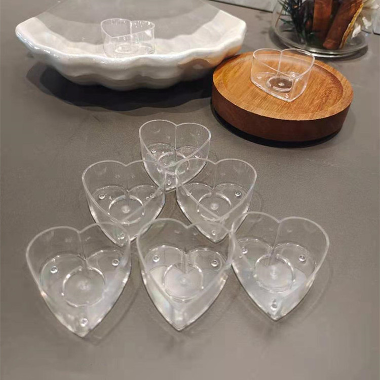 Custom Romantic Heart Shape Small Plastic Tealight Candle Jars