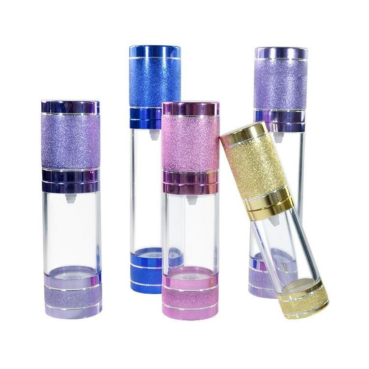 Cosmetic packaging gold silver pink purple white 15ml 30ml 50ml 100ml plastic lotion airless pump bottle