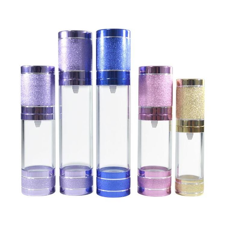 Cosmetic packaging gold silver pink purple white 15ml 30ml 50ml 100ml plastic lotion airless pump bottle