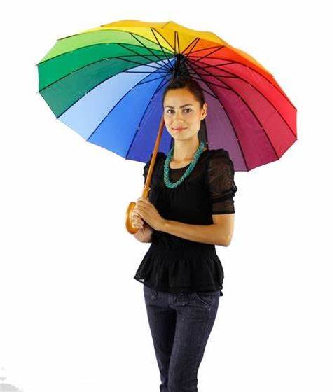 Beautiful 22inch umbrella with 16 panels rainbow pongee fabric