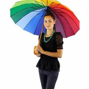 Beautiful 22inch umbrella with 16 panels rainbow pongee fabric