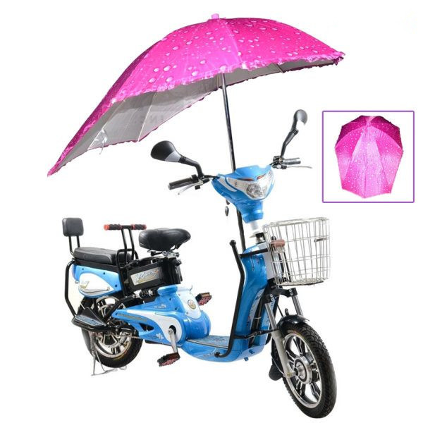 Full Covered Electric Bike Umbrella Outdoor Windproof Sunshade Cover Motorcycle Umbrella Electric Scooter Umbrella for Rain Glam