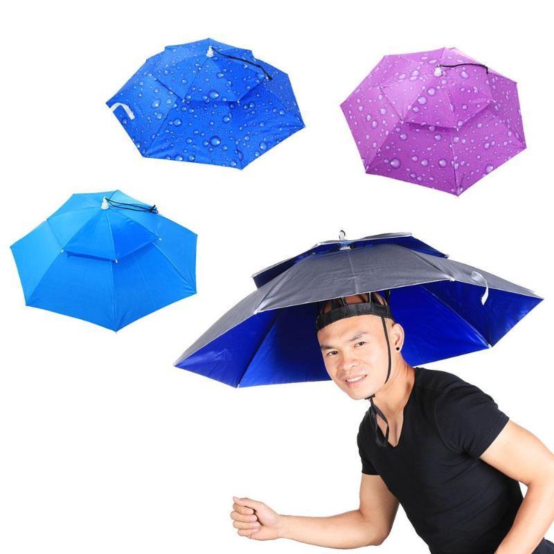 New Outdoor Foldable Sun Umbrella Hat Golf Fishing Camping Headwear Cap Head Hat umbrella