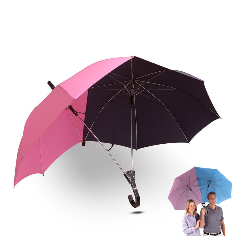 Two-pole Couple Umbrella Semi-automatic High-end Funny Double Top Umbrella