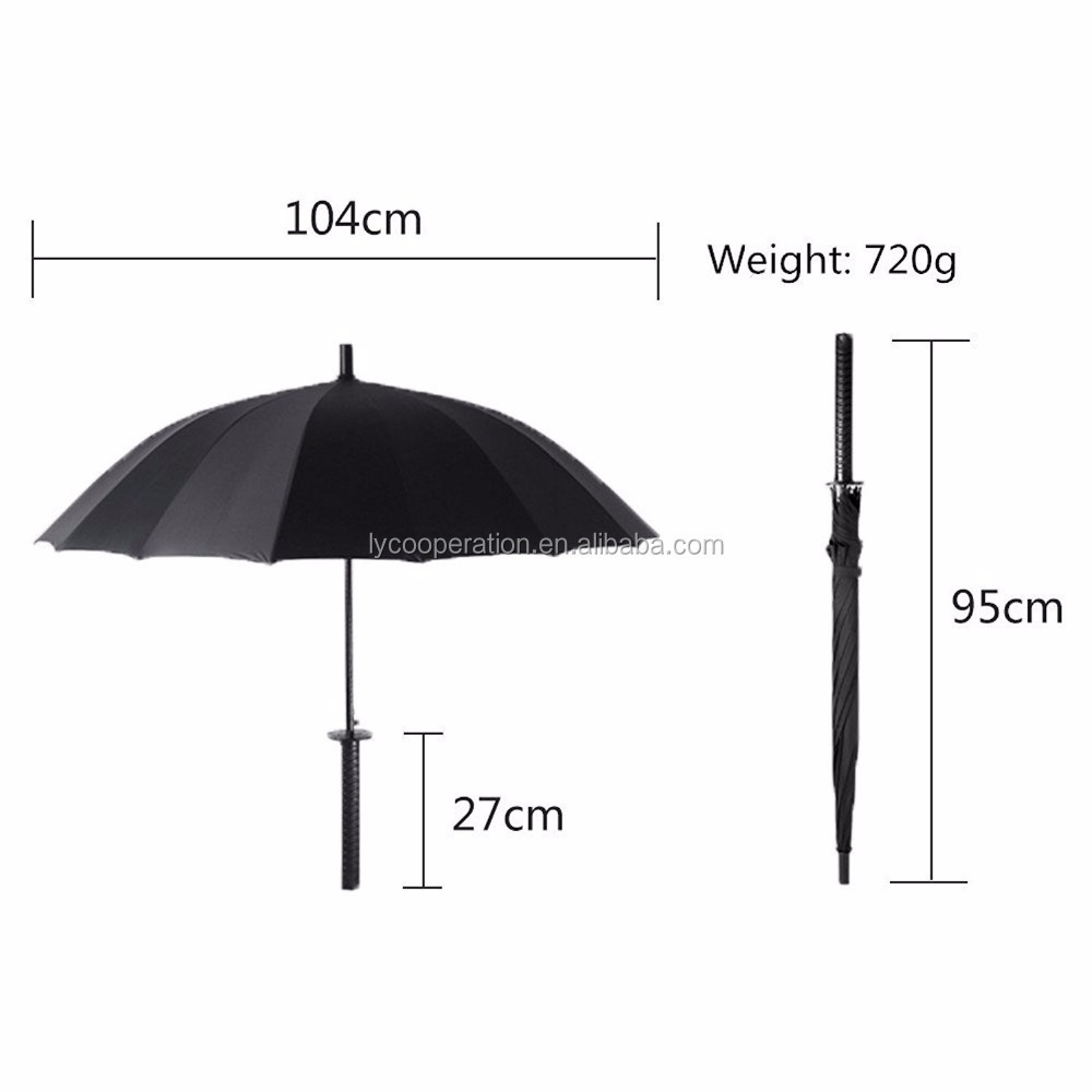 Katana Japan sword Rain Umbrella with Shoulder Strap