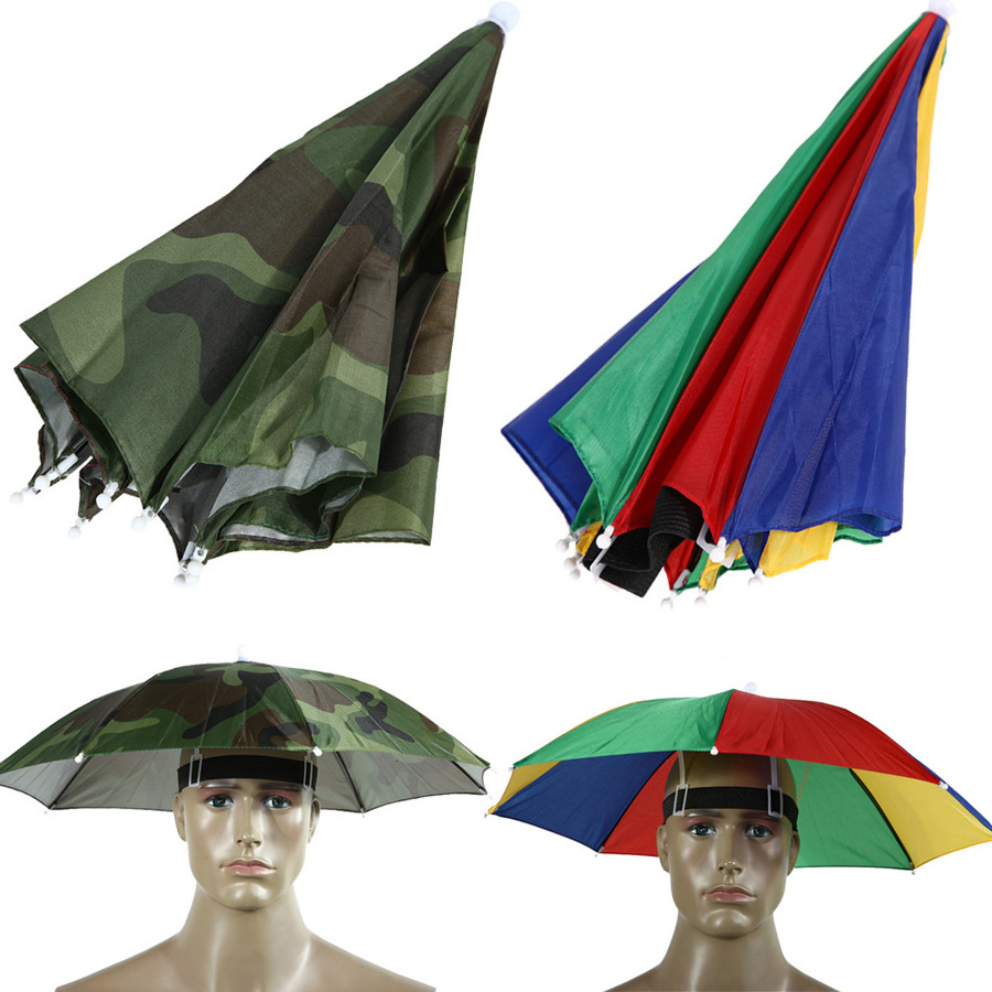 Fishing Hat Headwear Umbrella for Fishing Hiking Beach Camping Cap Head Hats Outdoor Sports Rain Gear Umbrellas