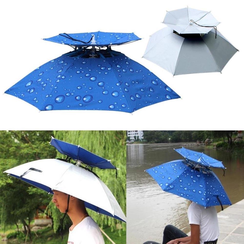 Fishing Hat Headwear Umbrella for Fishing Hiking Beach Camping Cap Head Hats Outdoor Sports Rain Gear Umbrellas