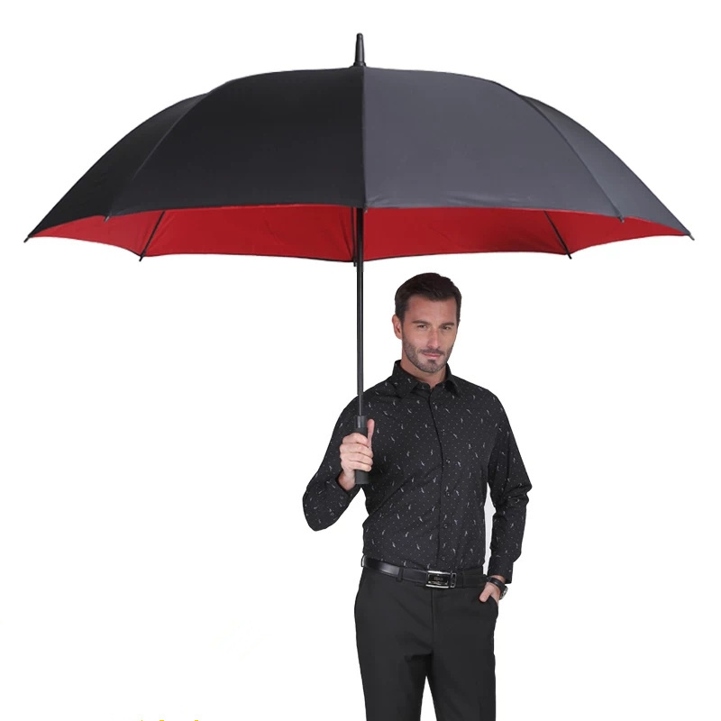 Promotion gifts business straight large size umbrellas double canopy black red grey golf umbrella