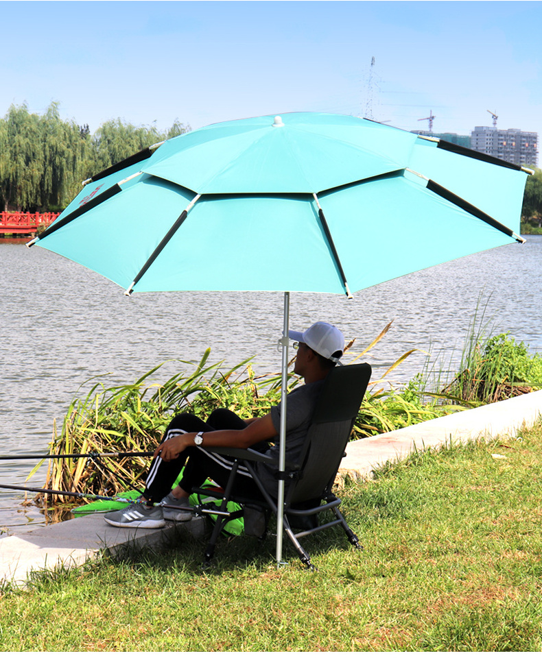 2.4m air vent double layer outdoor sun protection fishing umbrella with black UV coating inside