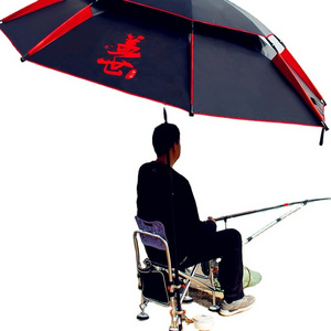 2.4m air vent double layer outdoor sun protection fishing umbrella with black UV coating inside