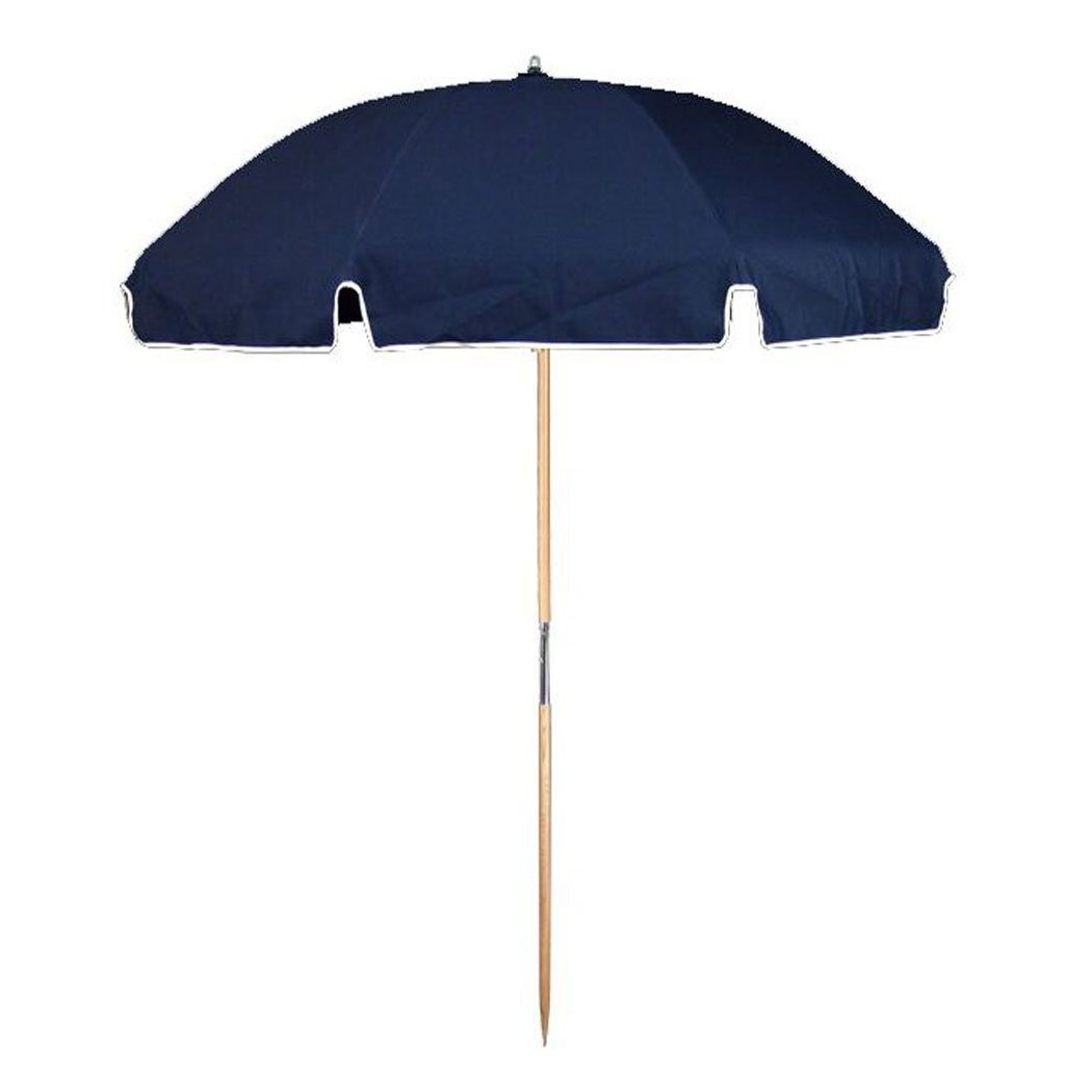 7.5 ft Wide oxford Beach Umbrella in Black and Linen with tilt.wood pole