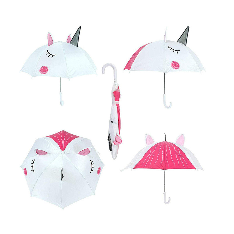 OEM High quality kids unicorn umbrella customizable straight print rain umbrellas