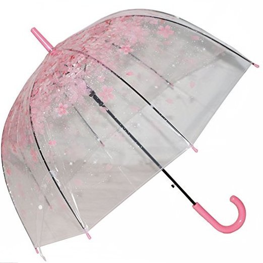 Wholesale sakura pattern transparent windproof rainproof sunshade umbrella cheap rain clear umbrella UV flower nice umbrella