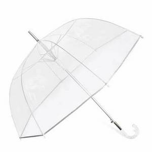 Customizable Minimalist Birdcage Design Straight Umbrella with Wooden Handle Adult-Sized Semi-Automatic Control