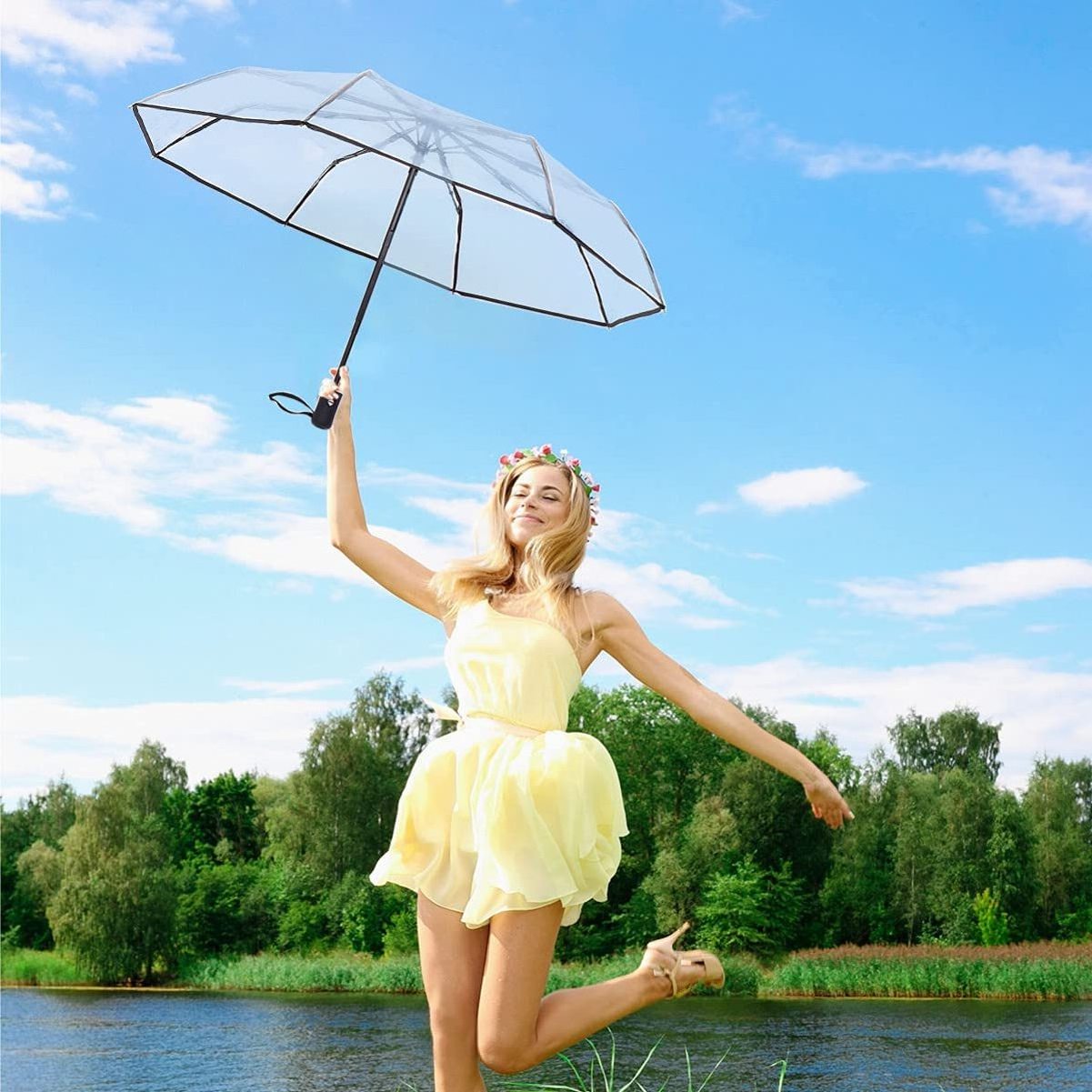 Clear transparent BUBBLE Umbrellas: Staying Stylish Under the Rain and Sun